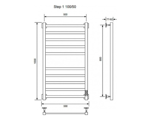 Электрический полотенцесушитель Ника Step-1 100/50 U Черный матовый