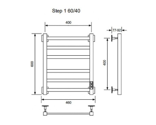 Электрический полотенцесушитель Ника Step-1 60/40 U Черный матовый