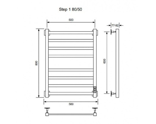 Электрический полотенцесушитель Ника Step-1 80/50 U Белый матовый