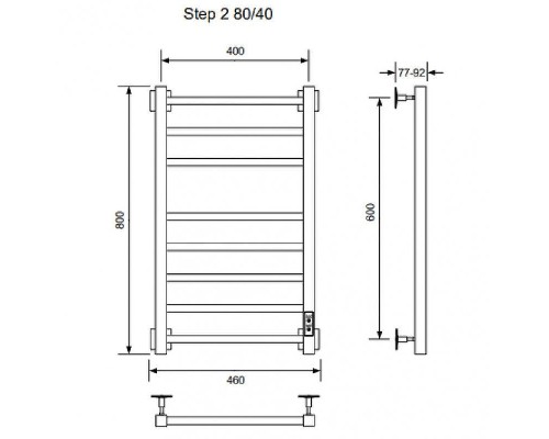 Электрический полотенцесушитель Ника Step-2 80/40 U Черный матовый