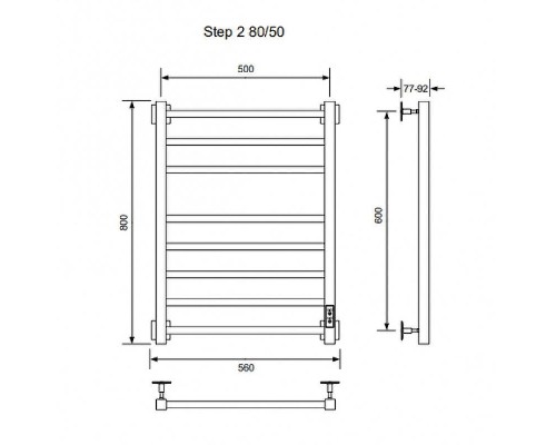 Электрический полотенцесушитель Ника Step-2 80/50 U Черный матовый