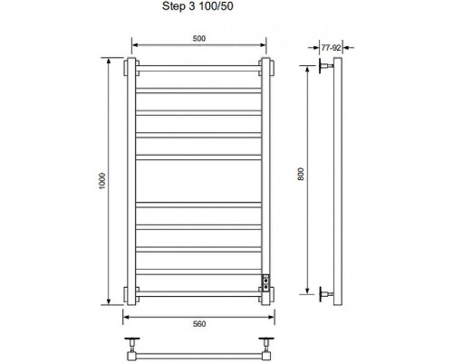 Электрический полотенцесушитель Ника Step-3 100/50 U Белый матовый