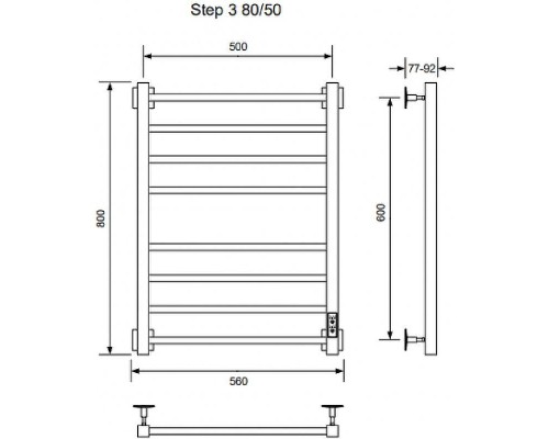 Электрический полотенцесушитель Ника Step-3 80/50 U Белый матовый