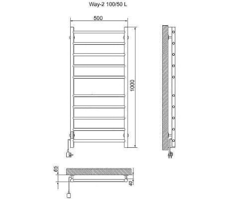 Электрический полотенцесушитель Ника Way-2 100/50 Хром