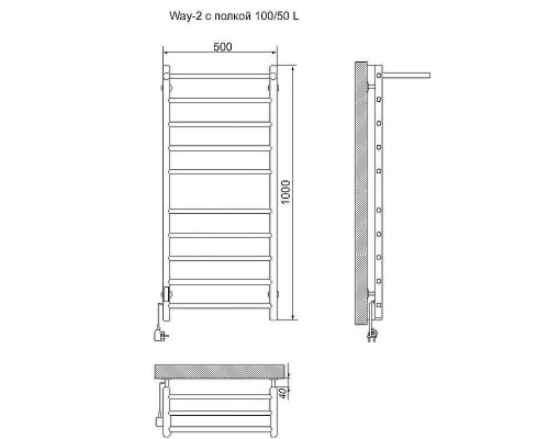 Электрический полотенцесушитель Ника Way-2 100/50 с полкой Хром