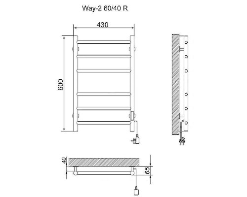 Электрический полотенцесушитель Ника Way-2 60/40 Хром