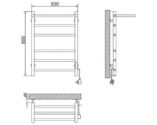 Электрический полотенцесушитель Ника WAY-2 60/50 с полкой Белый матовый