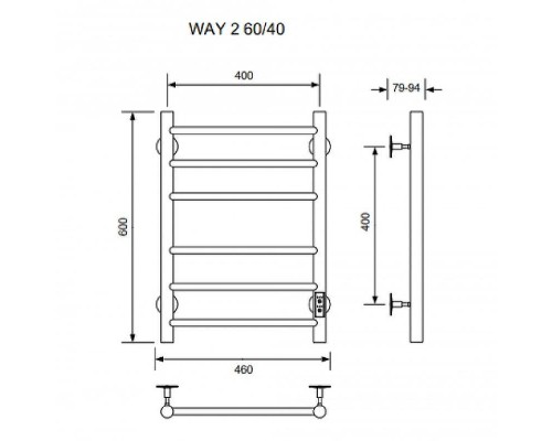 Электрический полотенцесушитель Ника Way-2 60/40 U Черный матовый