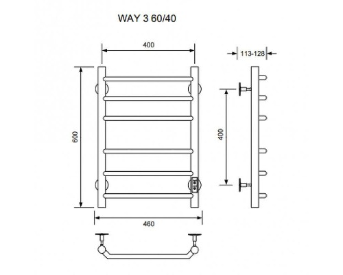 Электрический полотенцесушитель Ника Way-3 60/40 U Белый матовый