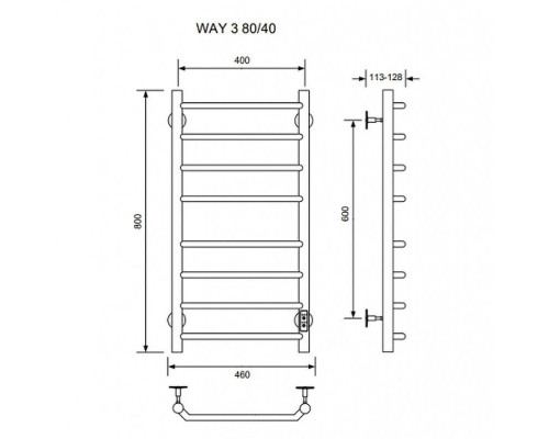 Электрический полотенцесушитель Ника Way-3 80/40 U Белый матовый