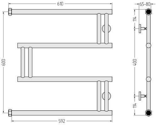 Водяной полотенцесушитель Сунержа High-Tech+ 60x60 071-4050-6060 цвет Сатин