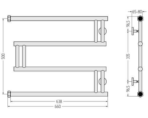 Водяной полотенцесушитель Сунержа High-Tech+ 50x65 15-4050-5065 цвет Тёмный титан муар