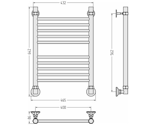 Водяной полотенцесушитель Сунержа Аксиома-10 60x40 00661-6040 Без покрытия