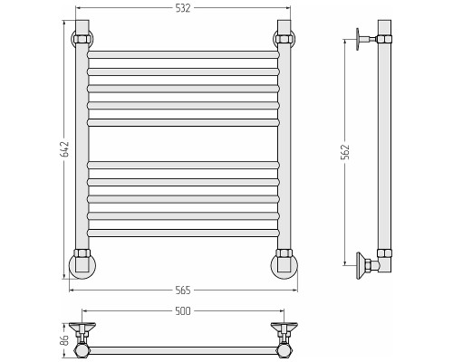 Водяной полотенцесушитель Сунержа Аксиома-10 60x50 00661-6050 Без покрытия