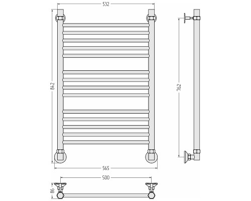 Водяной полотенцесушитель Сунержа Аксиома-10 80x50 00661-8050 Без покрытия