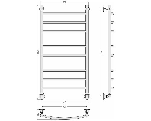 Водяной полотенцесушитель Сунержа Аксиома-20 100x50 00662-1050 Без покрытия
