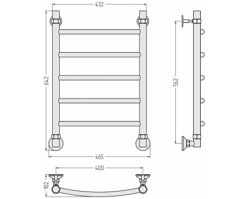 Водяной полотенцесушитель Сунержа Аксиома-20 60x40 00662-6040 Без покрытия