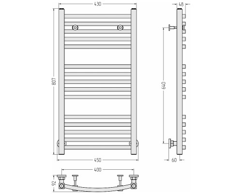 Водяной полотенцесушитель Сунержа Аркус 80x40 020-0251-8040 цвет Шампань