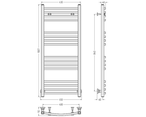 Водяной полотенцесушитель Сунержа Аркус 100x40 30-0251-1040 цвет Матовый белый