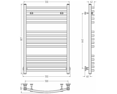Водяной полотенцесушитель Сунержа Аркус 80x50 30-0251-8050 цвет Матовый белый