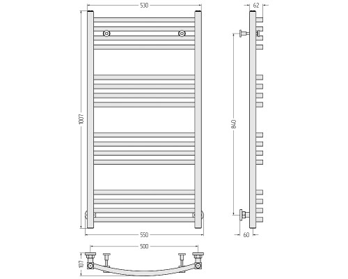 Водяной полотенцесушитель Сунержа Аркус 100x50 32-0251-1050 цвет Золотой шёлк