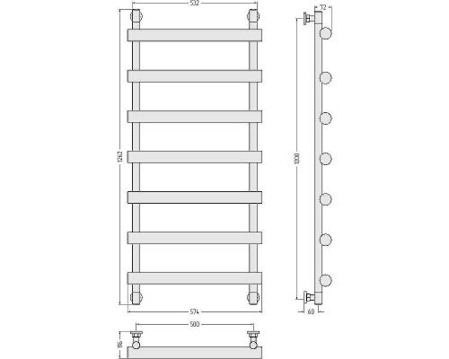 Водяной полотенцесушитель Сунержа Атлант 1200x500 12-0226-1250 Белый