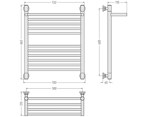 Водяной полотенцесушитель Сунержа Богема+ с 1 полкой 60x50 32-0223-6050 цвет Золотой шёлк