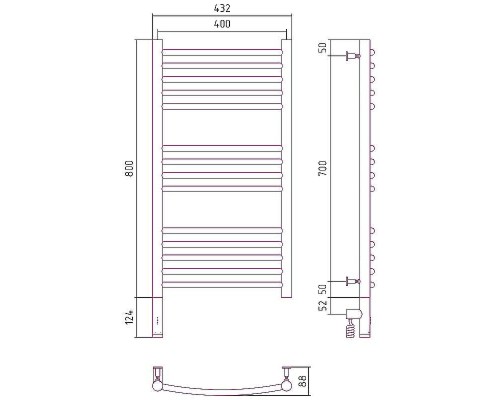 Электрический полотенцесушитель Сунержа Богема 3.0 800x400 L 00-5802-8040 Хром