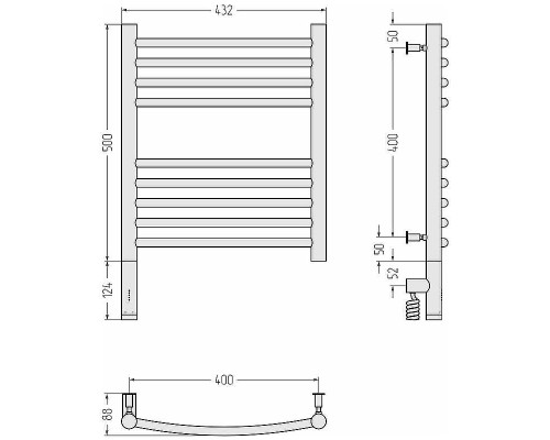 Электрический полотенцесушитель Сунержа Богема 3.0 500x400 L 30-5802-5040 Белый матовый