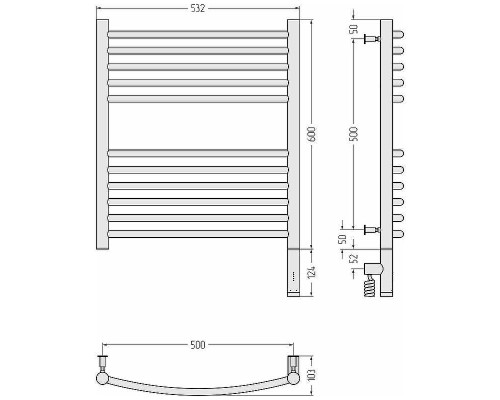 Электрический полотенцесушитель Сунержа Богема 3.0 600x500 R 05-5803-6050 Состаренная бронза
