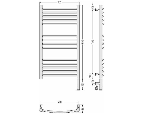 Электрический полотенцесушитель Сунержа Богема 3.0 800x400 R 00-5803-8040 Хром