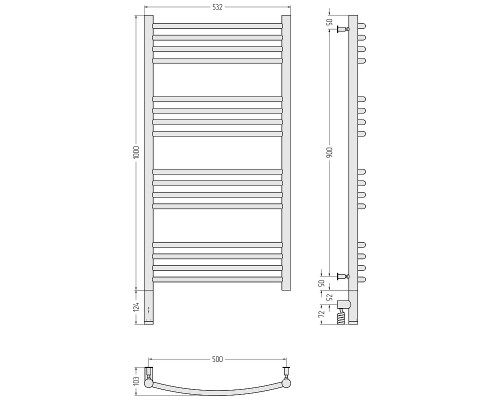 Электрический полотенцесушитель Сунержа Богема 3.0 выгнутая 100x50 12-5802-1050 цвет Белый