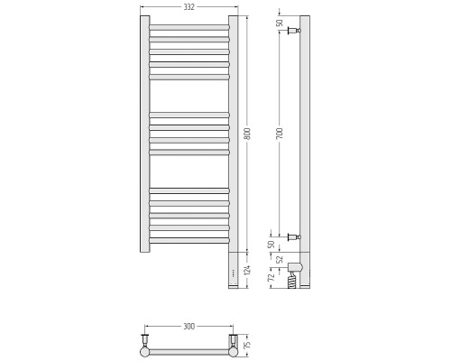 Электрический полотенцесушитель Сунержа Богема 3.0 прямая 80x30 12-5805-8030 цвет Белый