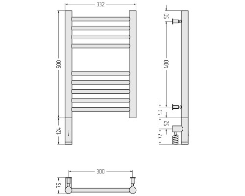 Электрический полотенцесушитель Сунержа Богема 3.0 прямая 50x30 30-5804-5030 цвет Матовый белый