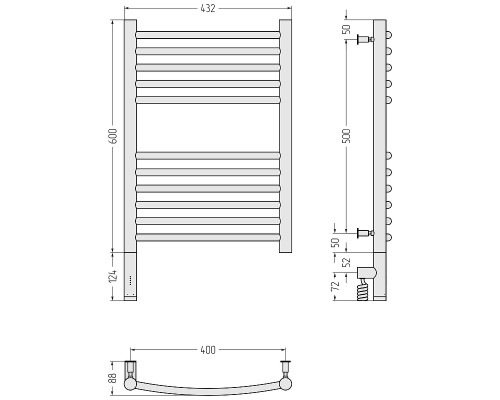 Электрический полотенцесушитель Сунержа Богема 3.0 выгнутая 60x40 31-5802-6040 цвет Матовый чёрный