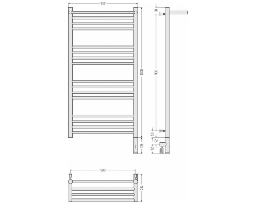 Электрический полотенцесушитель Сунержа Богема 3.0 с 1 полкой 100x50 31-5807-1050 цвет Матовый чёрный