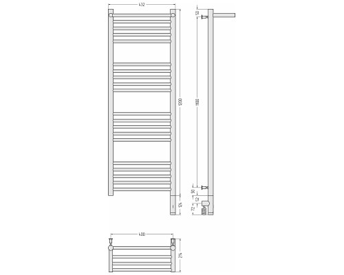Электрический полотенцесушитель Сунержа Богема 3.0 с 1 полкой 120x40 31-5807-1240 цвет Матовый чёрный
