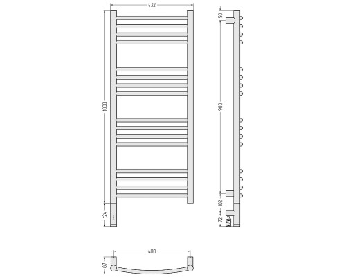 Электрический полотенцесушитель Сунержа Богема 3.1 выгнутая 100x40 020-6002-1040 цвет Шампань