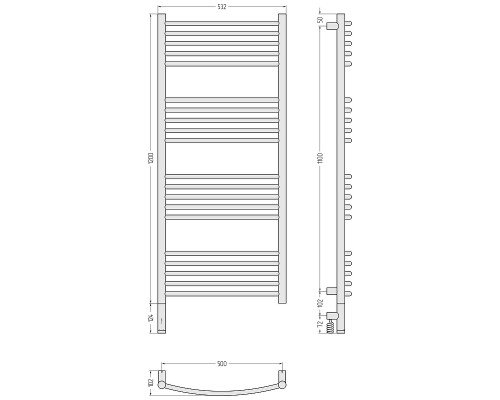 Электрический полотенцесушитель Сунержа Богема 3.1 выгнутая 120x50 071-6002-1250 цвет Сатин