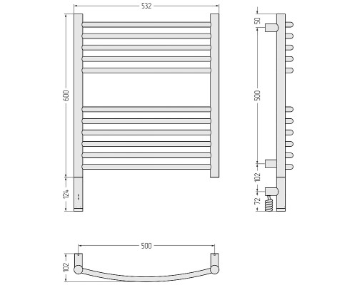 Электрический полотенцесушитель Сунержа Богема 3.1 выгнутая 60x50 071-6002-6050 цвет Сатин