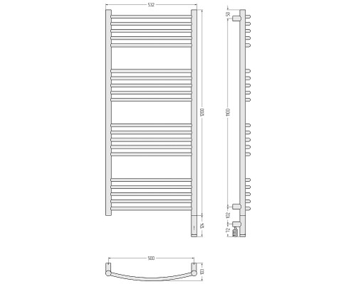 Электрический полотенцесушитель Сунержа Богема 3.1 выгнутая 120x50 071-6003-1250 цвет Сатин