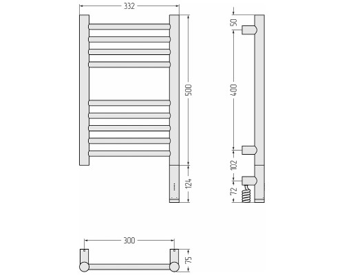 Электрический полотенцесушитель Сунержа Богема 3.1 прямая 50x30 071-6005-5030 цвет Сатин