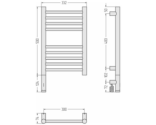 Электрический полотенцесушитель Сунержа Богема 3.1 прямая 50x30 15-6004-5030 цвет Тёмный титан муар