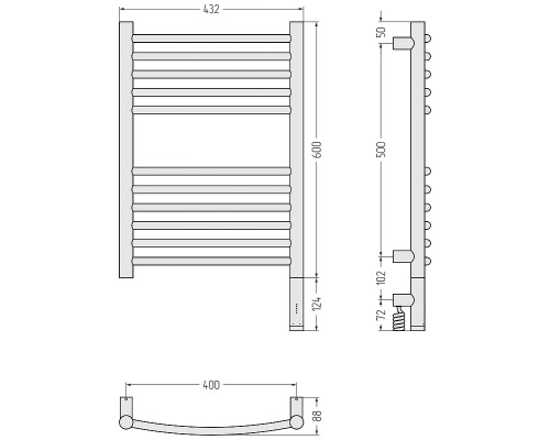 Электрический полотенцесушитель Сунержа Богема 3.1 выгнутая 60x40 31-6003-6040 цвет Матовый чёрный