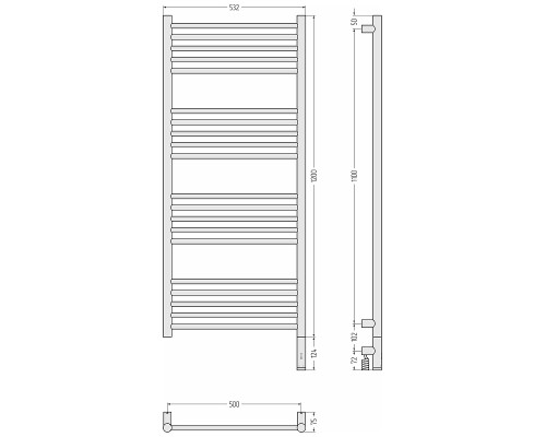 Электрический полотенцесушитель Сунержа Богема 3.1 прямая 120x50 31-6005-1250 цвет Матовый чёрный