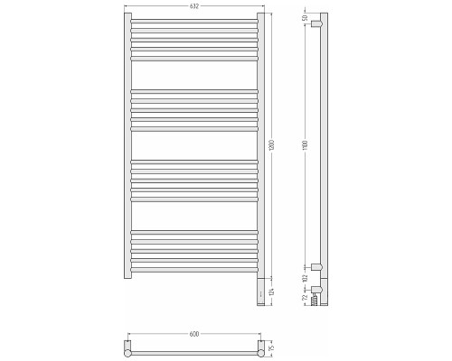 Электрический полотенцесушитель Сунержа Богема 3.1 прямая 120x60 32-6005-1260 цвет Золотой шёлк