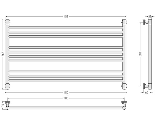 Водяной полотенцесушитель Сунержа Богема L 60x110 15-0202-6011 цвет Тёмный титан муар