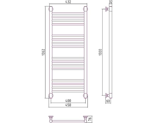 Водяной полотенцесушитель Сунержа Богема+ прямая 1000х400 03-0220-1040 Золото