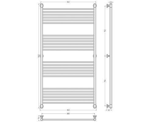 Водяной полотенцесушитель Сунержа Богема+ прямая 150x80 12-0220-1580 цвет Белый