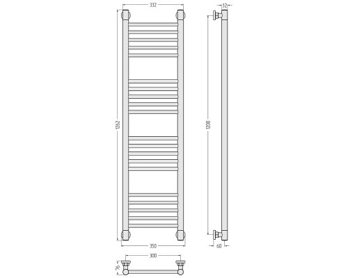 Водяной полотенцесушитель Сунержа Богема+ прямая 120x30 15-0220-1230 цвет Тёмный титан муар